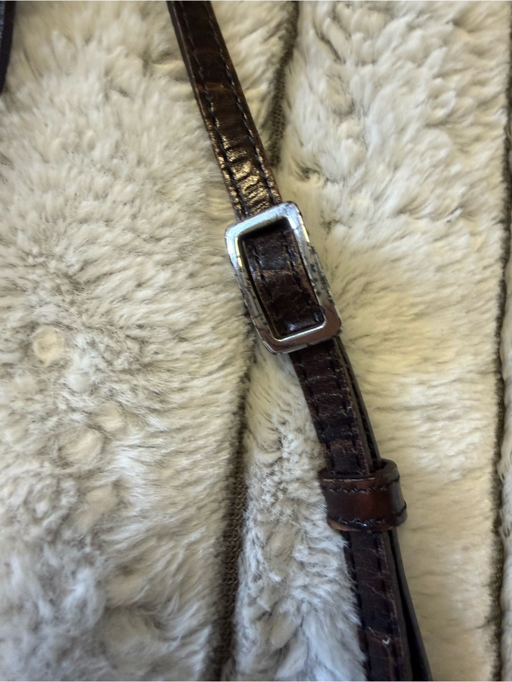 Brighton Black and Dark Brown Leather Crossbody with Croc Accents - Picture 10 of 13